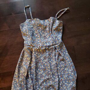 Misty rose blue floral summer dress